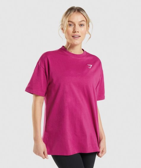 Women's Gymshark Training Oversized T-Shirts Pink | CA 6583D7